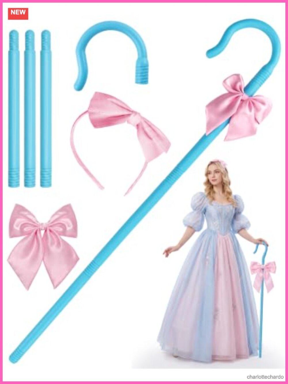 Shepherd Staff Prop Bow Headband Costume Accessory Set Halloween
